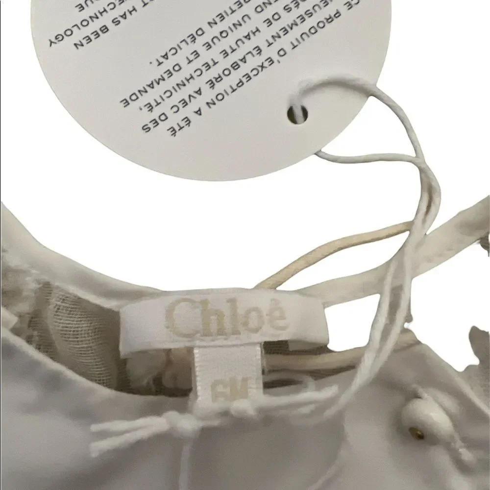 Chloé white lined eyelet dress lots of unique detail